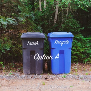 Font option A showing cursive Trash and Recycle decals