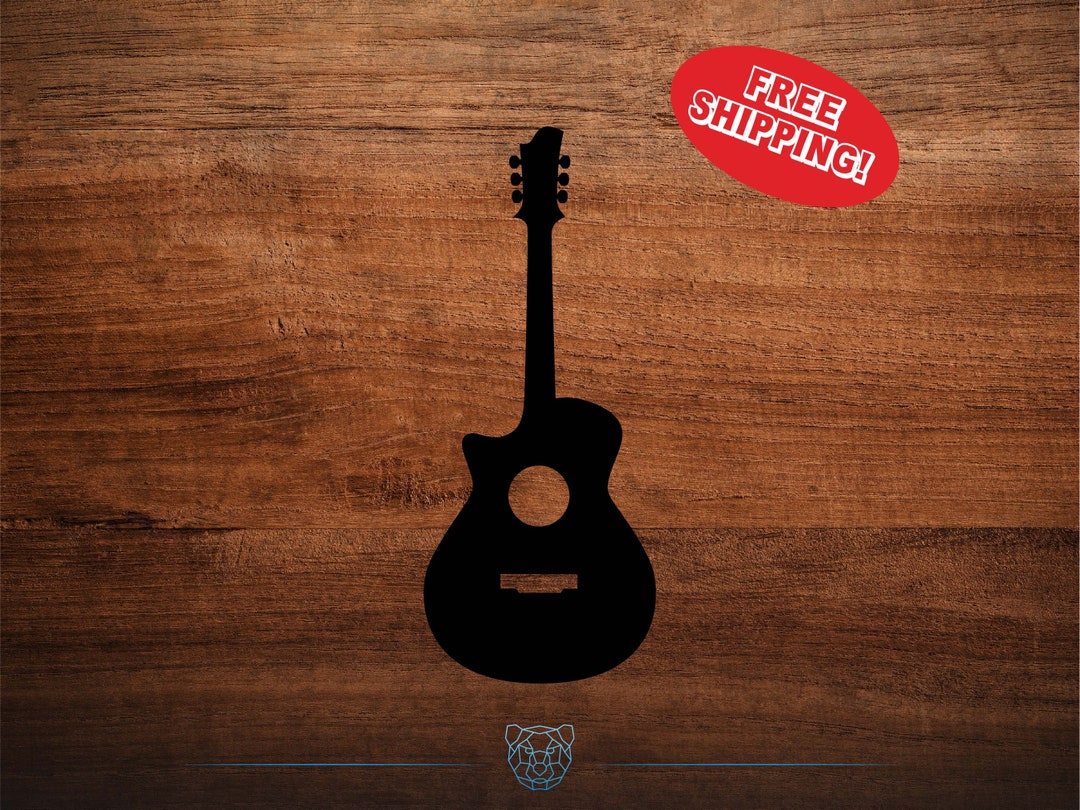 Acoustic Guitar Vinyl Decal Multiple Colors and Sizes Great for