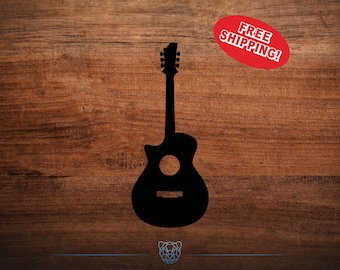Acoustic Guitar Vinyl Decal: Musician Gift, Multiple Colors and Sizes