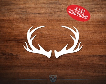 Antlers Vinyl Decal: Multiple Colors and Sizes - Car, Truck, and Hunting Sticker