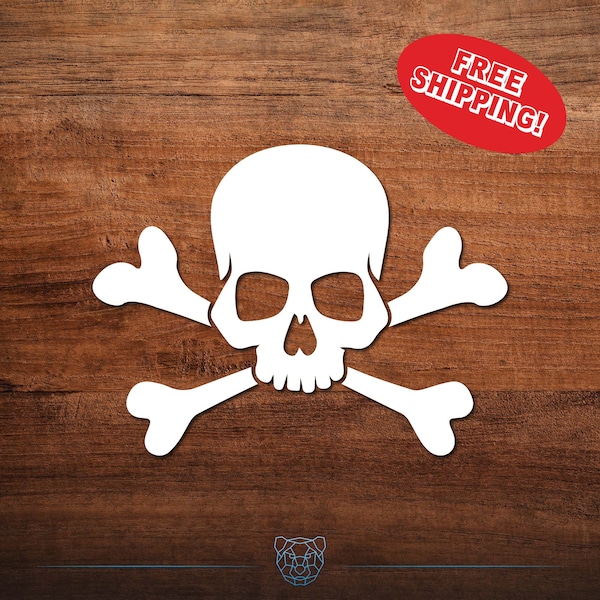 Skull and Crossbones Decal, Pirate Decal, Pirate Sticker - Multiple Colors and Sizes