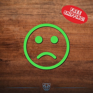 Sad Face Decal, Sad Emoji Decal, Upset Emoji Sticker - Choose your Color and Size