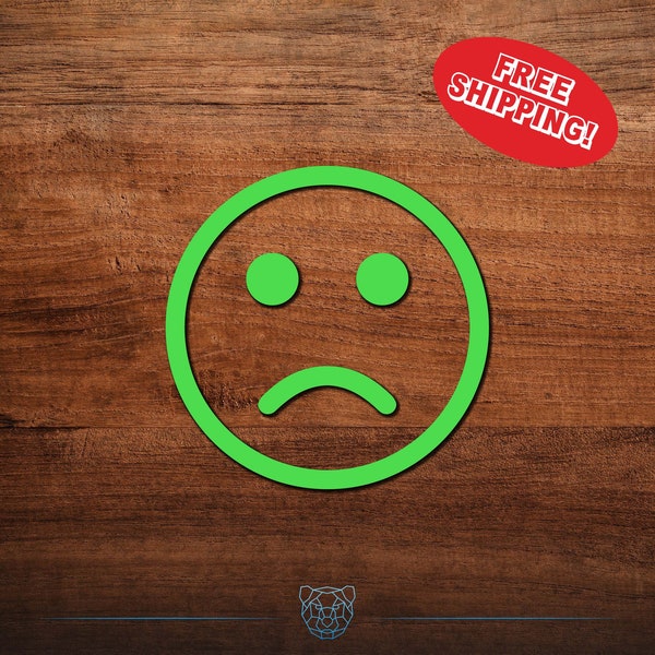 Sad Face Decal, Sad Emoji Decal, Upset Emoji Sticker - Choose your Color and Size