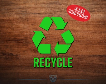 Recycling Decal - Multiple Colors and Sizes Available -  Recycle Can, Recycling, Label, Vinyl Decal, Organization
