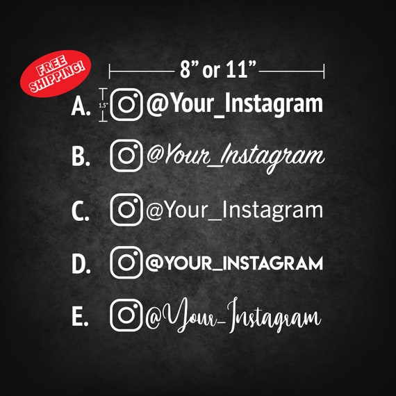 Custom Instagram Car Decal, CHOOSE YOUR FONT, Ig Sticker Name