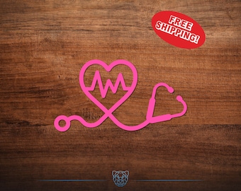 Nurse Car Decal, Stethoscope Sticker - Multiple Colors and Sizes