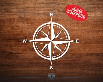 Compass Vinyl Decal - Choose Your Color and Size