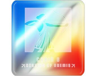 Percy Jackson Camp Half Blood Cabin 8 (Hunters of Artemis) Holographic Die-cut Stickers