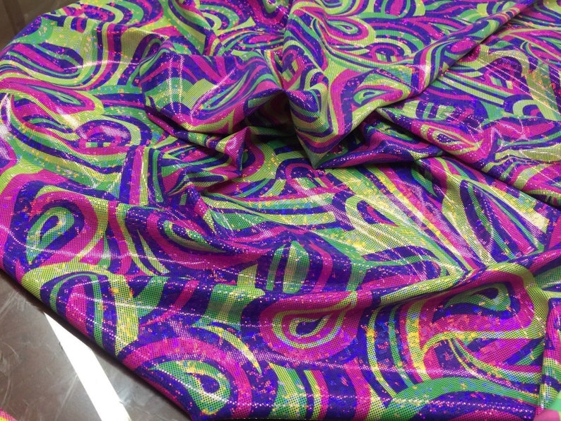 Fashion Desings Nylon Spandex Fabric Multicolor Paysley By Yard Fuschia Neon
