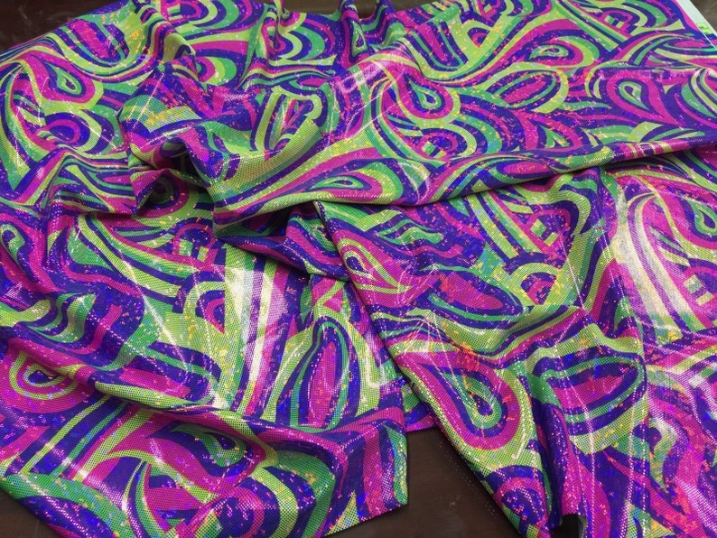 Fashion Desings Nylon Spandex Fabric Multicolor Paysley By Yard Fuschia Neon