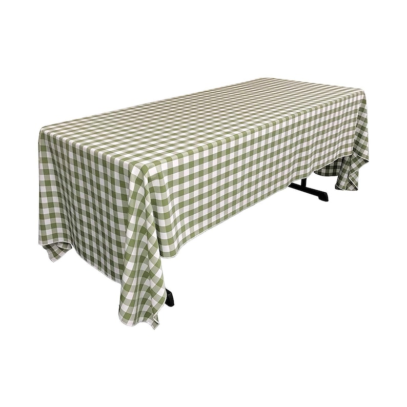 White /& Apple Polyester Gingham Checkered 58 by 144 Rectangular Tablecloth