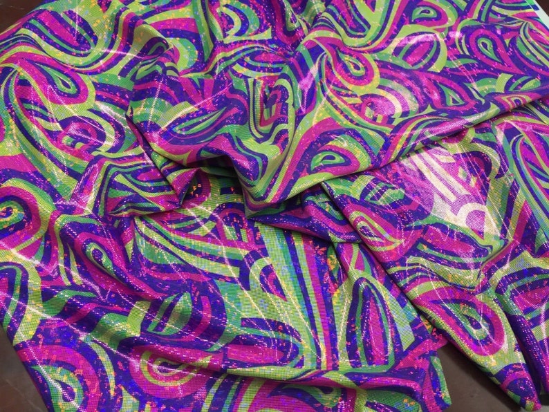 Fashion Desings Nylon Spandex Fabric Multicolor Paysley By Yard Fuschia Neon