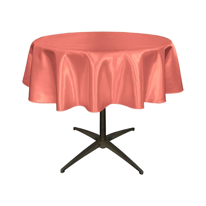 51-Inch 51 Bridal Satin Round Tablecloth Coral