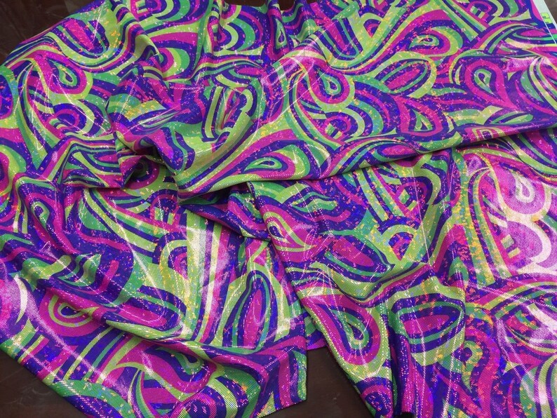Fashion Desings Nylon Spandex Fabric Multicolor Paysley By Yard Fuschia Neon