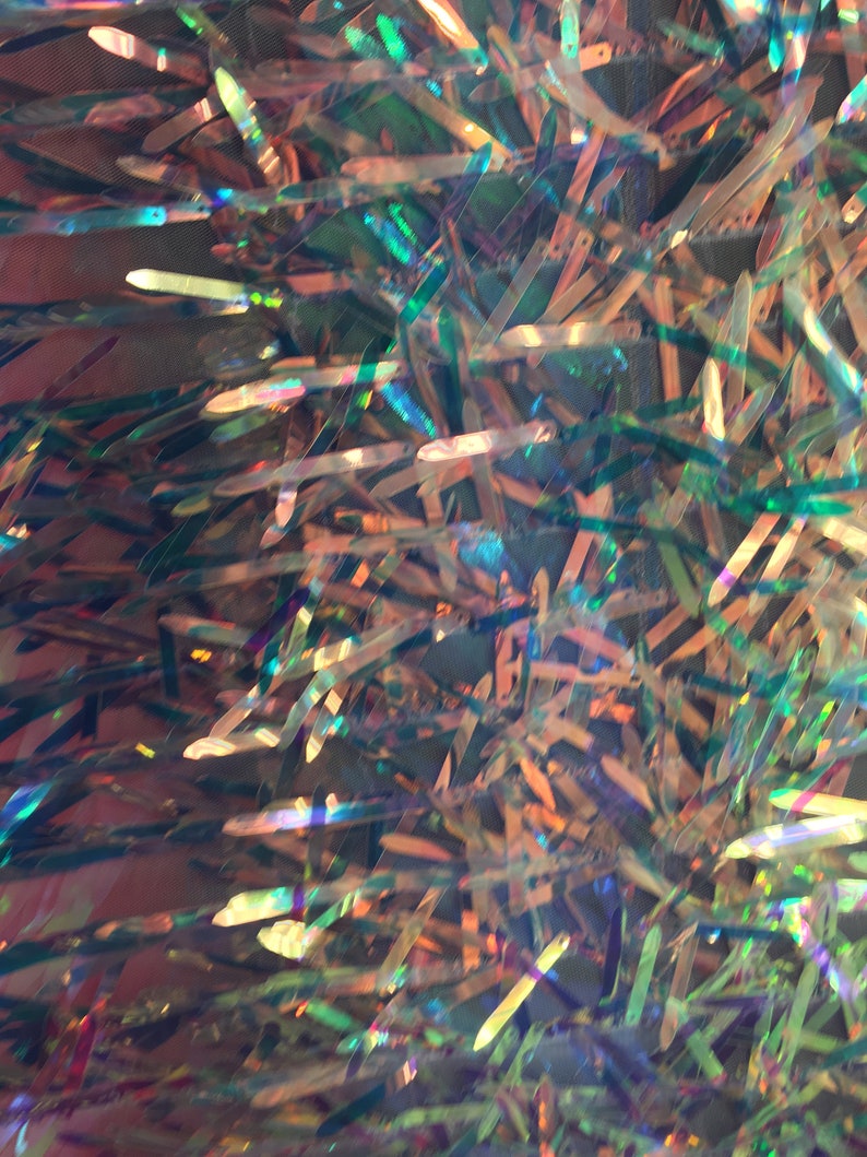 Iridescent Sword Shape Sequin on Mesh Base 54 inch Different Colors Sold by the Yard