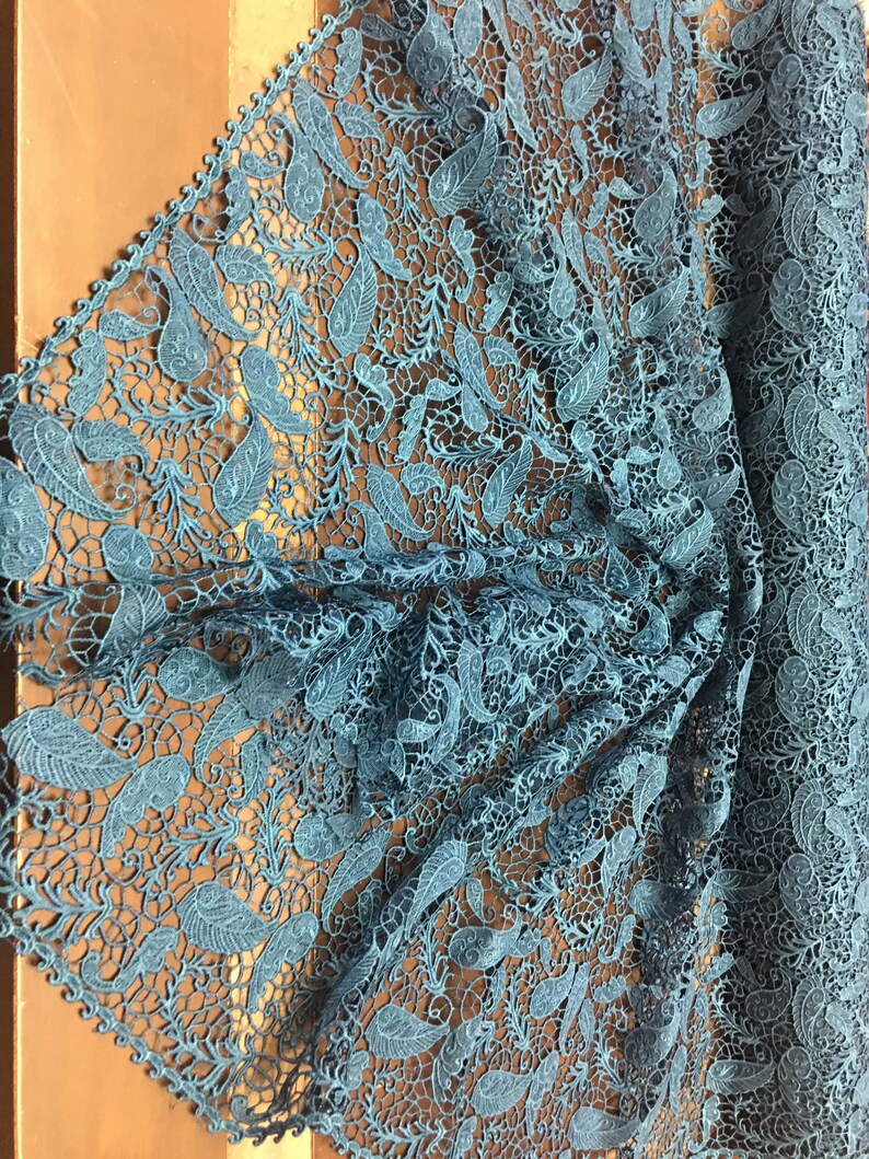 Heavy Weight Guipure Leafs Design Prom Nightgown Decorations-Sold by the Yard Teal