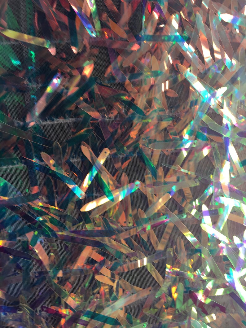 Iridescent Sword Shape Sequin on Mesh Base 54 inch Different Colors Sold by the Yard