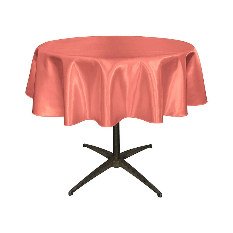 51-Inch 51 Bridal Satin Round Tablecloth Coral