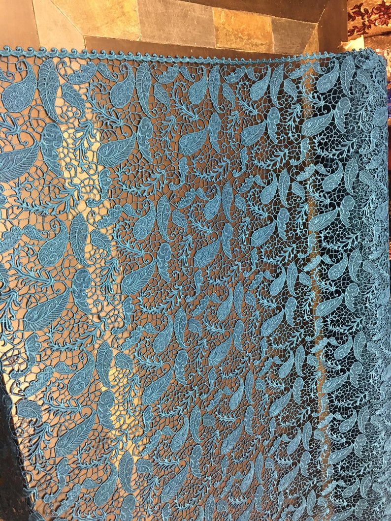 Heavy Weight Guipure Leafs Design Prom Nightgown Decorations-Sold by the Yard Teal