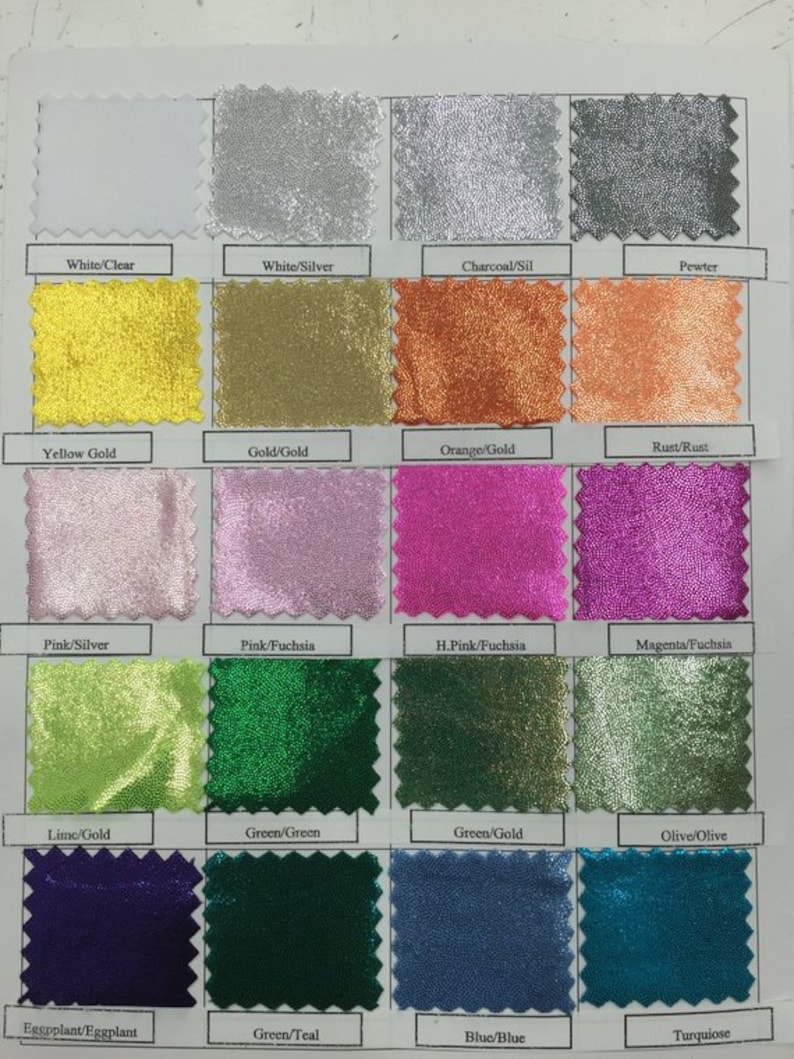 60 Wide Just Choose The Color and Quantity Below Wholesale Prices Available Also 4 Way Stretch Nylon Spandex wFoggy Foil sold by yard