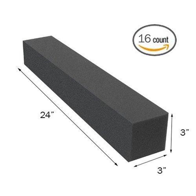 16PK 3x3x24 Soundproofing Foam Acoustic Studio Corner Block Corner Wall