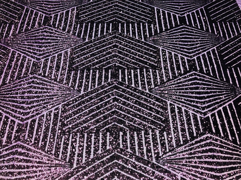 Sold By The Yard Geometric 2 Way Stretch Sequins Fabric Plum Geometric Diamond Design