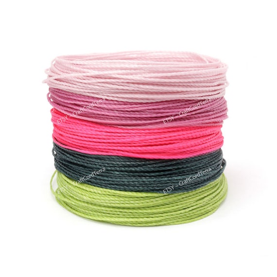 50 Meters 5 Color Set Linhasita 1mm Waxed Polyester Cord Thread Macrame  Knotting String Leather Sewing Beading Friendship Bracelet Cord -  Hong  Kong