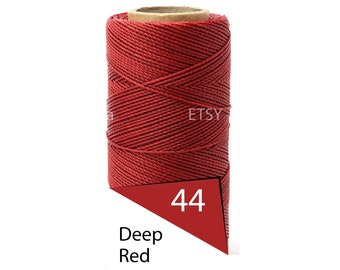 Linhasita 1 mm Gewachste Polyester Schnur, Faden, Makramee Schnur, Gedrehtes Leder Nähen, Perlenfaden, Armband Wachsschnur, Dunkel Rot 188m Spule