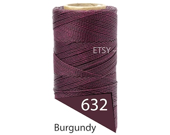 Linhasita 1mm Waxed Polyester Cord, Thread, Macrame Cord, Twisted Leather Sewing, Beading Thread, Bracelet Wax Cord, Burgundy 188yd Spool