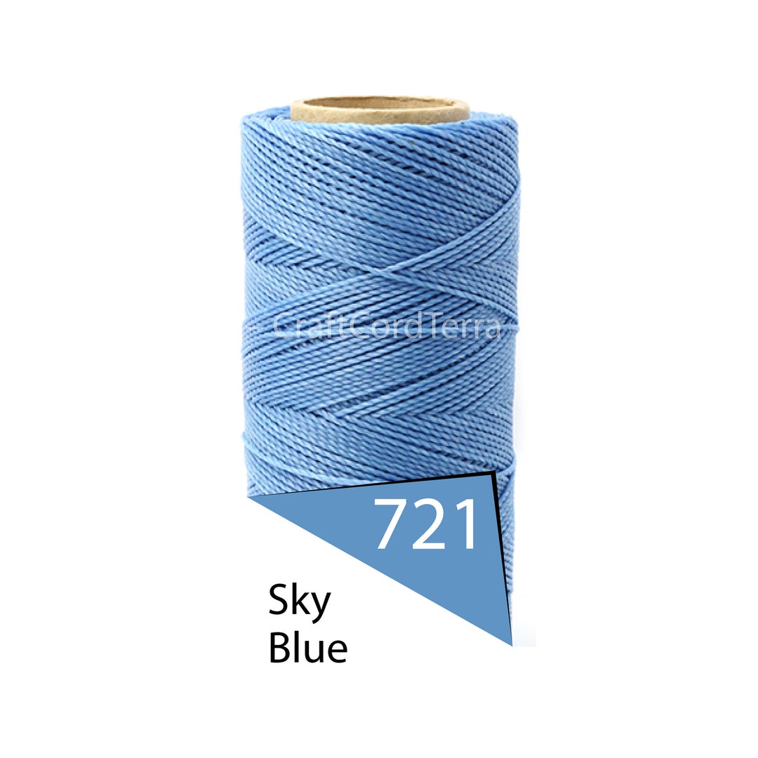 Linhasita 1mm Waxed Polyester Cord, Thread, Macrame Cord, Twisted Leather  Sewing, Beading Thread, Bracelet Wax Cord, Sky Blue 188yd Spool 