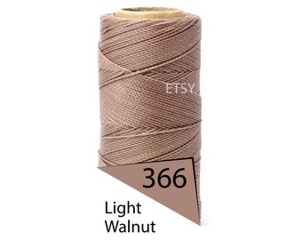 Linhasita 1mm Waxed Polyester Cord, Thread, Macrame Cord, Twisted Leather Sewing, Beading Thread, Bracelet Wax Cord Light Walnut 188yd Spool