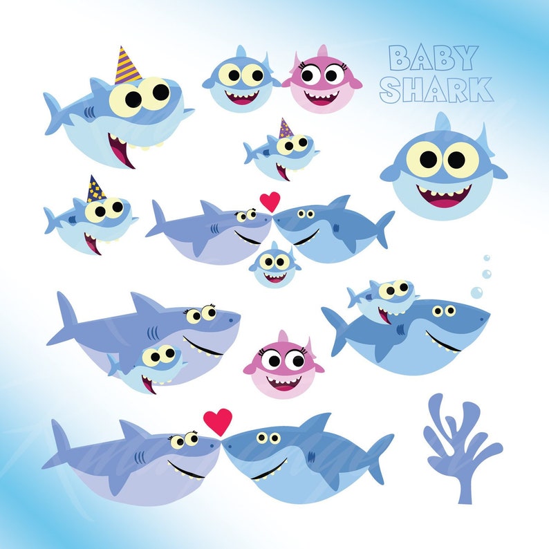 Download Baby Shark SVG Family Shark happy birthday love clipart ...