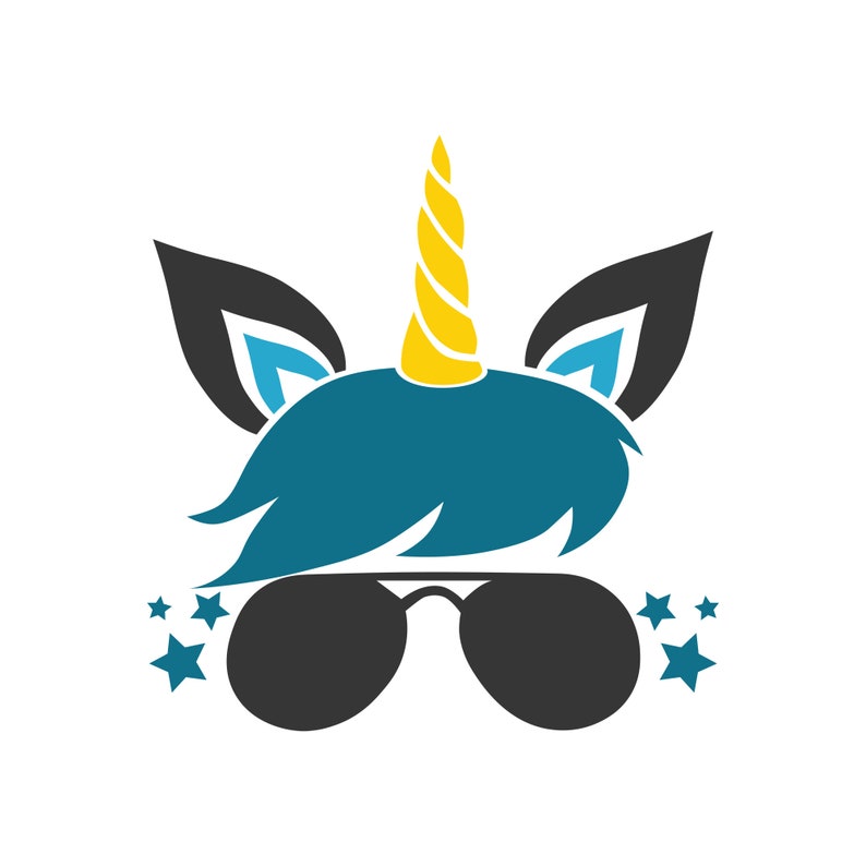Download Blue unicorn with glasses svg unicorn svg png dxf Cutting ...