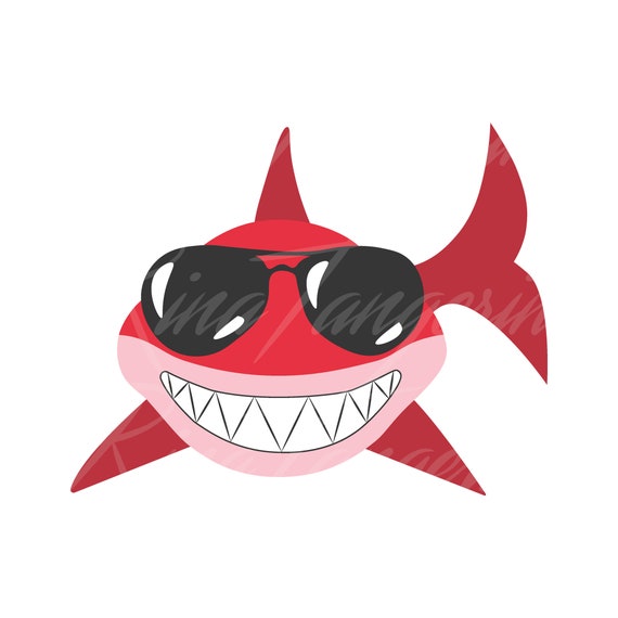Download Red shark with glasses SVG Shark svg baby shark svg png ...