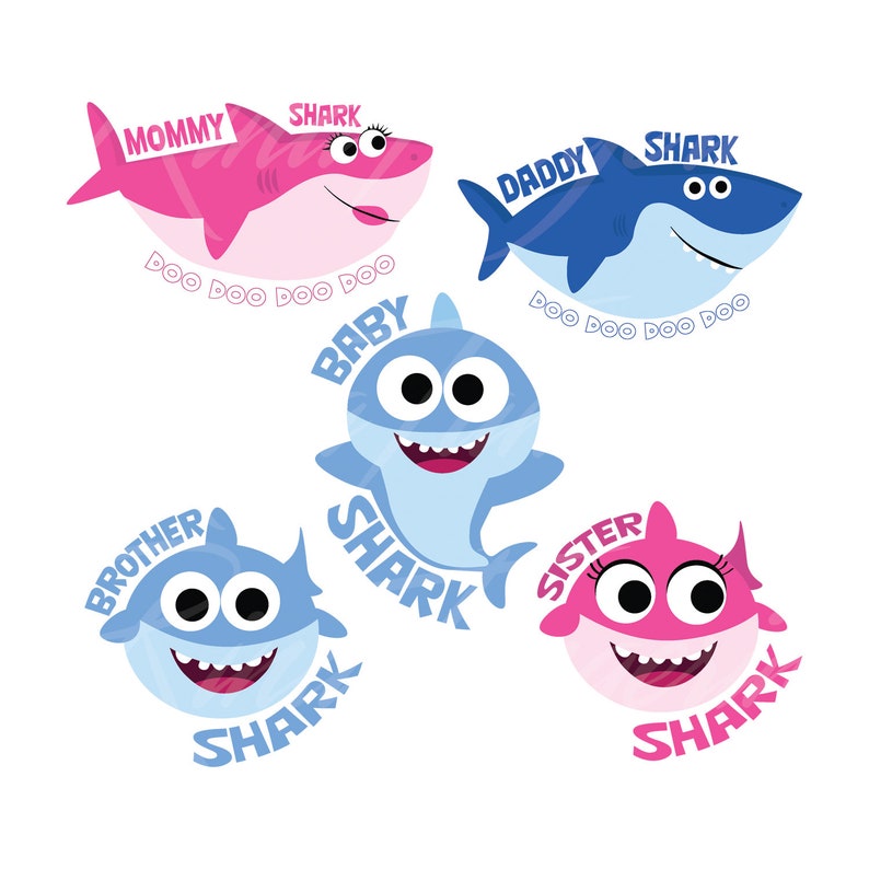 Download Family Shark svg Baby Shark svg clipart Png Jpg Dxf | Etsy