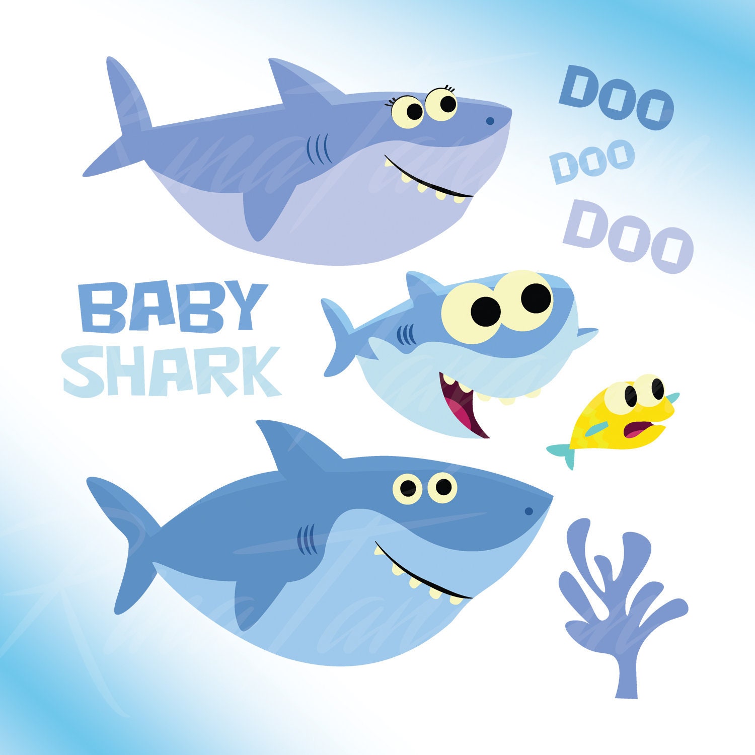 Baby Shark SVG Family Shark clipart Png Jpg Dxf Sublimation Mommy Daddy Bab...