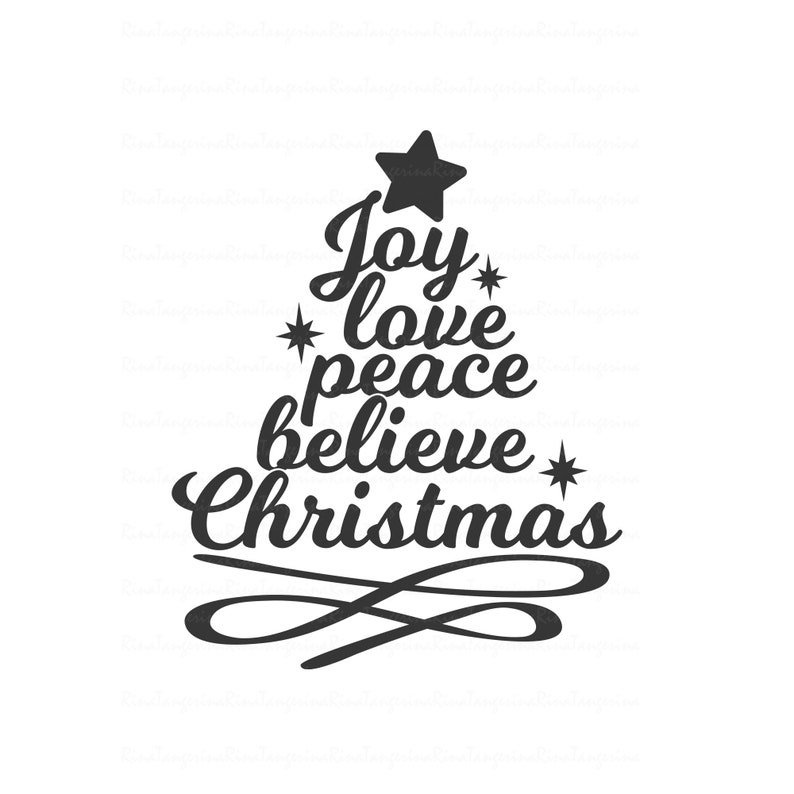 Joy love peace believe christmas svg christmas tree svg | Etsy
