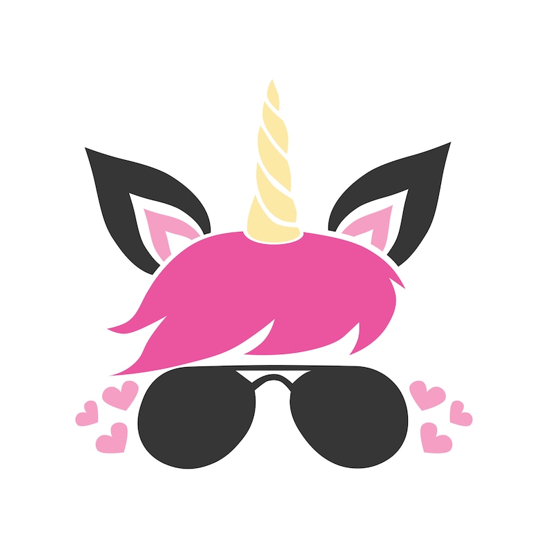 Pink Unicorn With Glasses Svg Unicorn Svg Valentine's Day | Etsy
