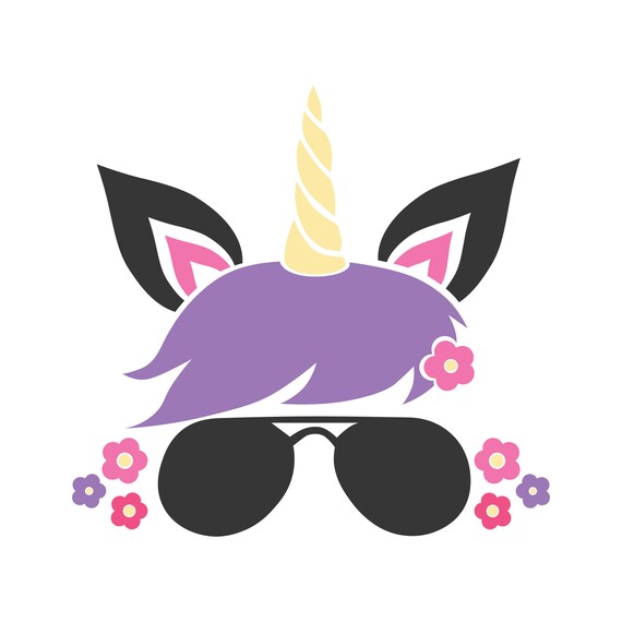 Download Floral Unicorn With Glasses Svg Unicorn Svg Png Dxf Cutting Etsy