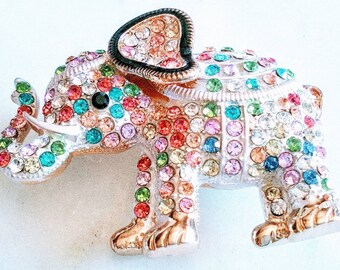 BETSY JOHNSON Jeweled Magnetic Lucky Elephant Crystal Brooch or Needle Minders for Cross Stitch Pattern Fabric Holder Lavender Large