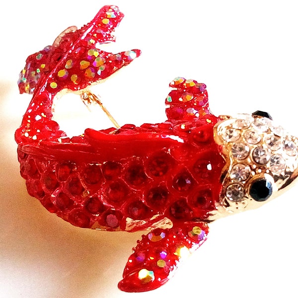 Koi Fish Brooch Enamel Gold Tone - Etsy