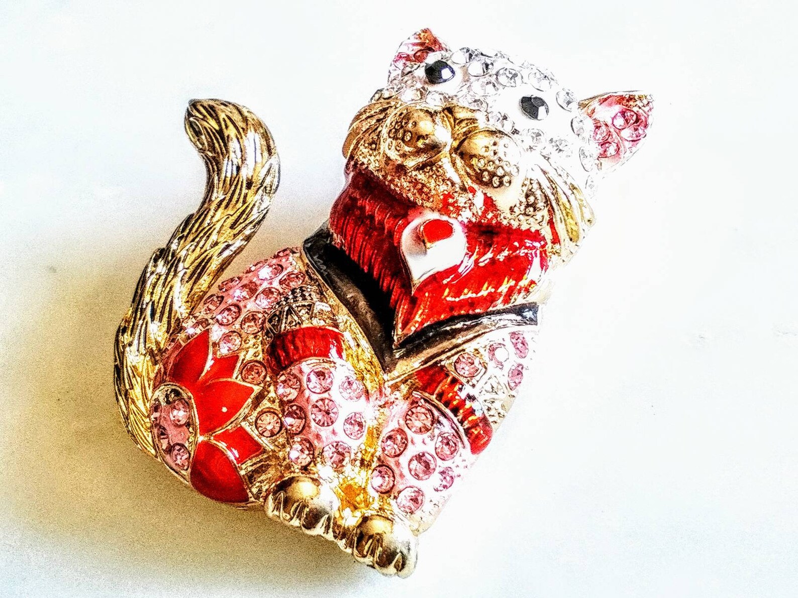 RHINESTONE CAT BROOCH Adorable Figural Enameled Animal Etsy