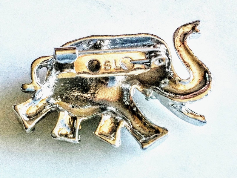 RHINESTONE ELEPHANT BROOCH Cute Luck Pin Accessory Totally Precious Adorable Animal Sparkling Rainbow /& French Jet Crystals Charming
