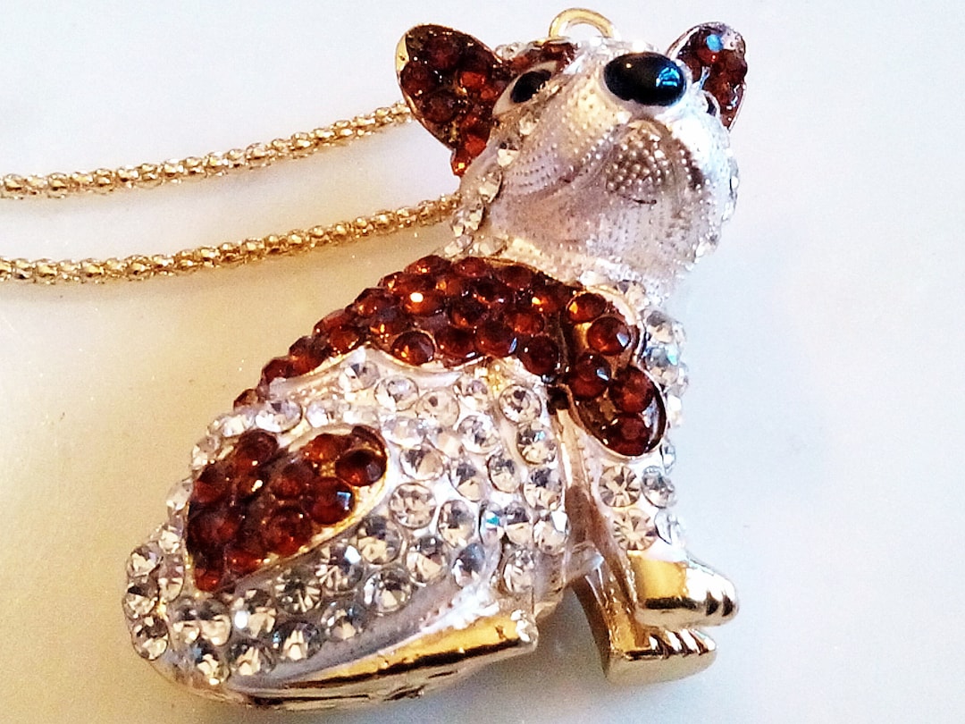 RHINESTONE DOG NECKLACE Figural Animal Precious Pet Pendant Etsy