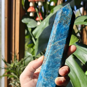 Large Blue Apatite Crystal Tower - Throat Chakra Crystals - Metaphysical Earthy Decor