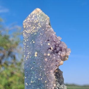 Bi-Color Grape Agate Tower - Purple Chalcedony - Green Chalcedony - Botryoidal Crystals