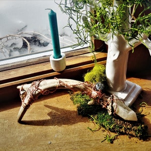 Enchanted Intentions Wand: Untreated Natural Citrine Wirewrapped Deer Antler With Pyrite, Labradorite and Quartz Crystal Embellishments