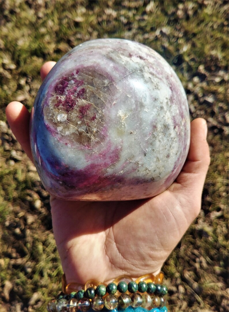 Polished Rubellite Crystal Freeform - Pink Tourmaline In Granite Free Form - Reiki Meditation Crystals - Heart Chakra Stone image 5