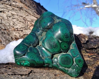 Polished botryoidal Fiborus Malachite Freeform - Heart And Throat Chakra