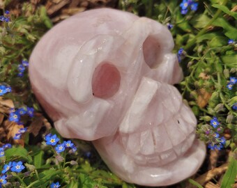 Large Rose Quartz Crystal Skull - Heart Chakra Meditation Crystals - Occult Decor - Stone of Unconditional Love